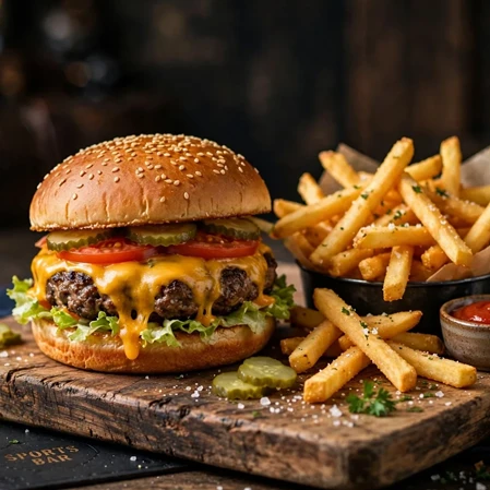 Burger mit Pommes frittes